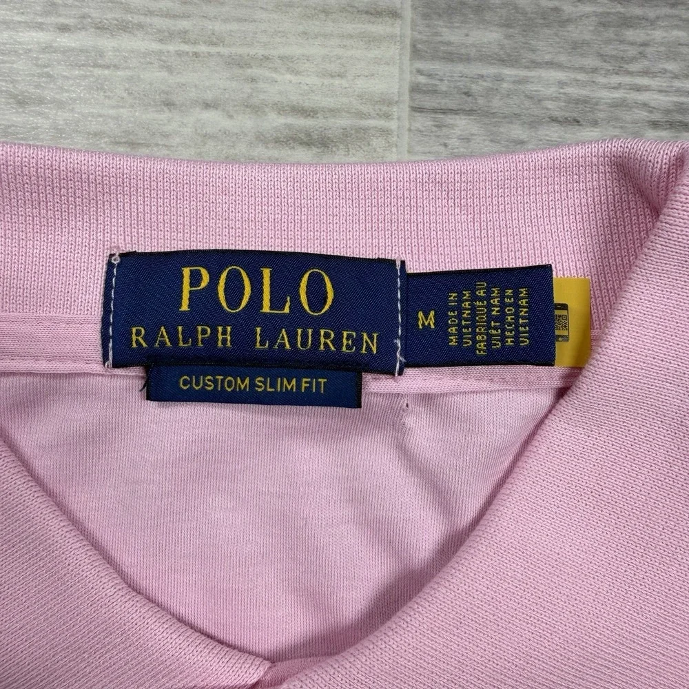 $118 Polo Ralph Lauren Men's Medium SMOOTH PINK Polo Shirt Custom Slim Fit Pony